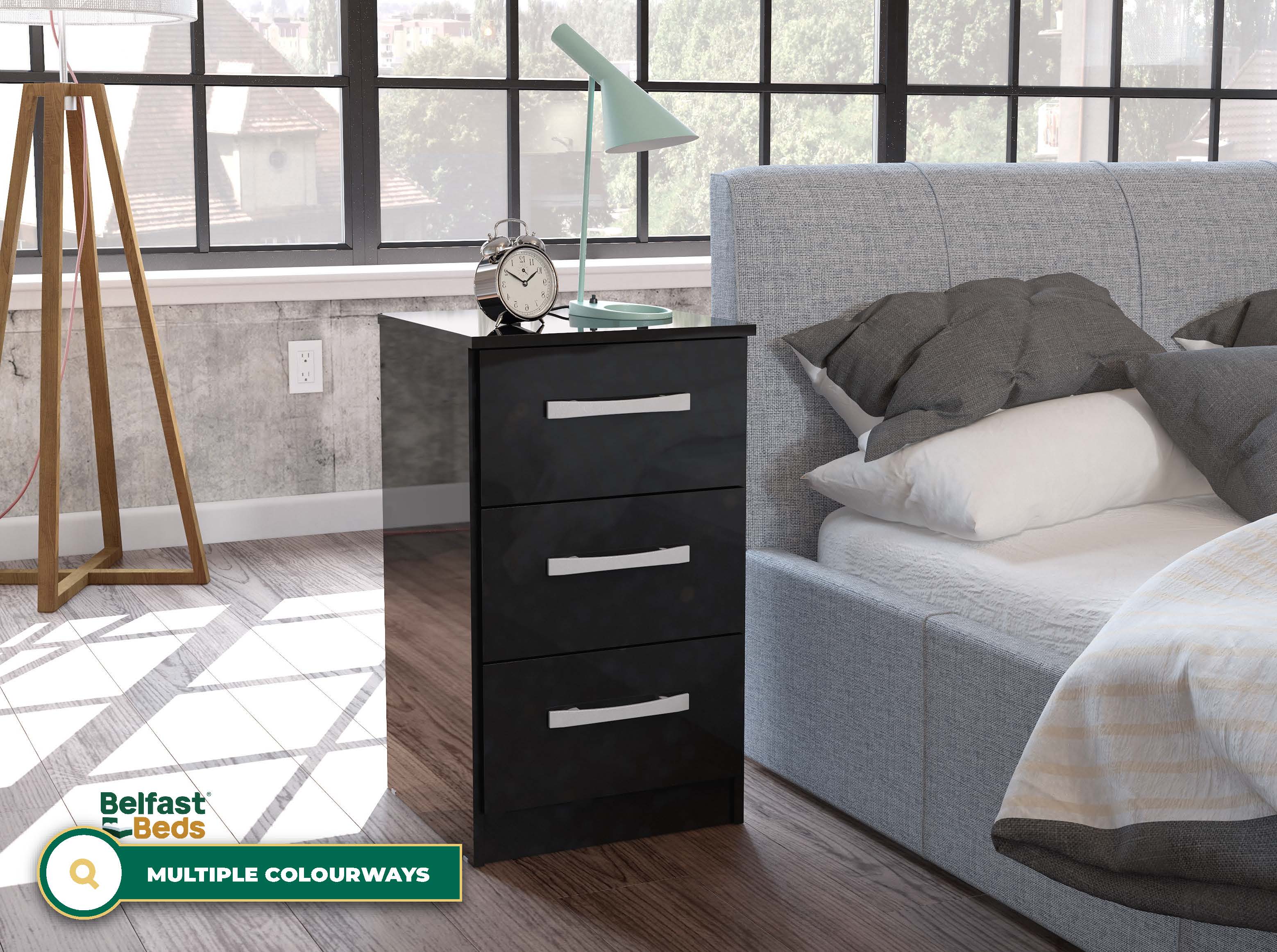 Lynx 3 Drawer Bedside